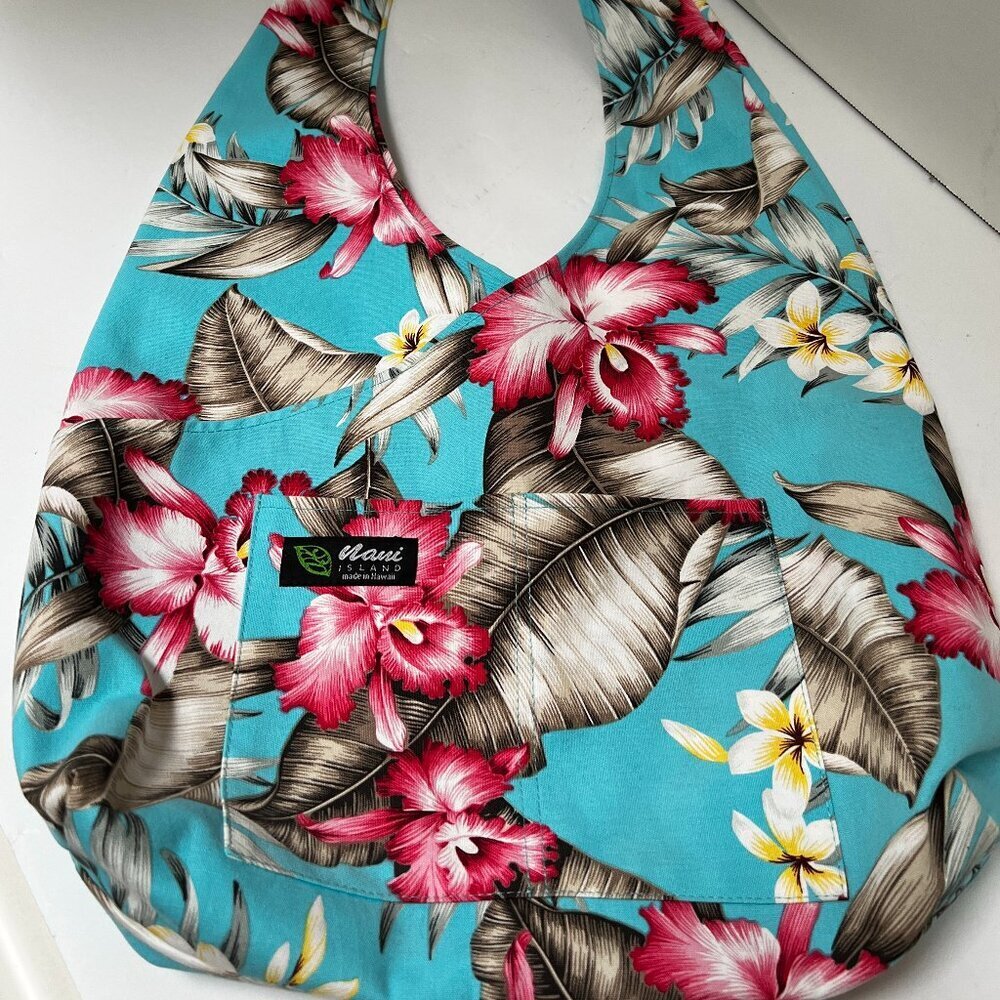 Maui Island Hawaiian‎ Floral Print Tote Bag Beach Boating Vacation Casual Travel